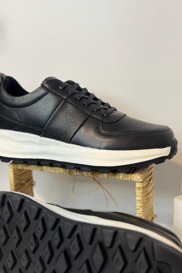 Casual deri siyah ayakkabı