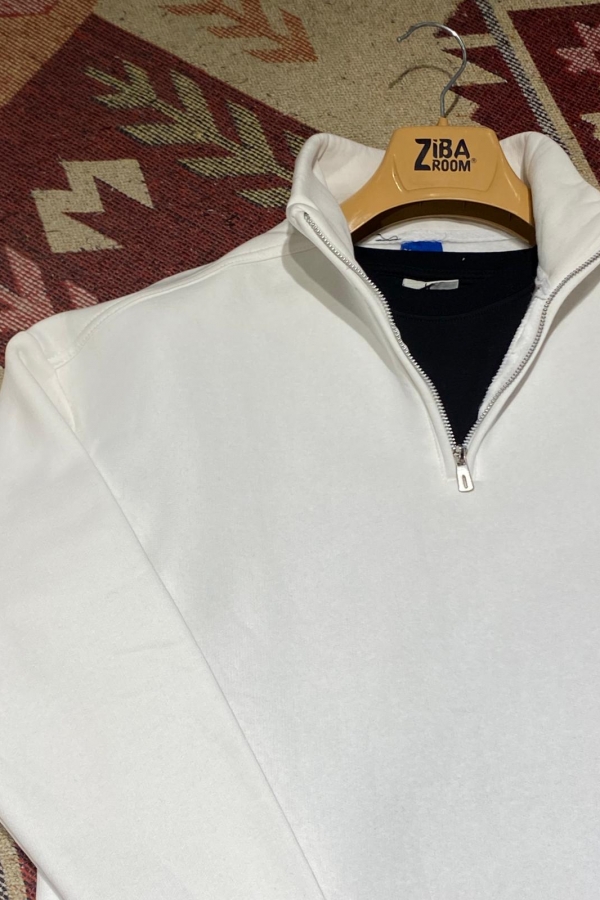 Yarım Fermuarlı Boğazlı 3 İplik Kazak